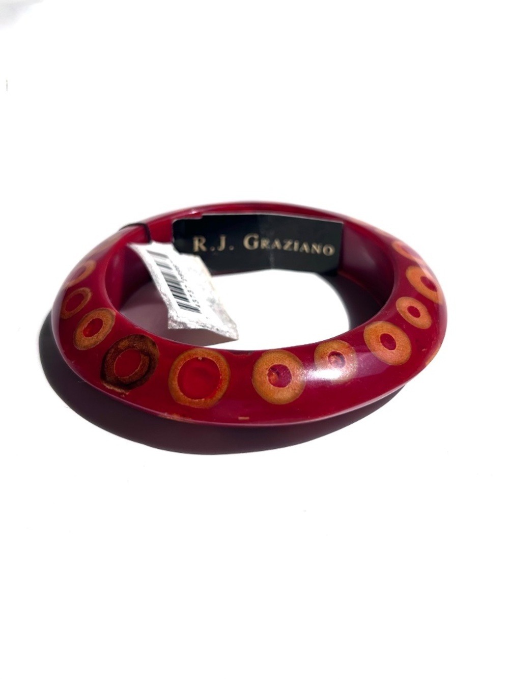 NWT R. J. Graziano Vintage ca1980s Lucite Resin Polka Dot Bangle Bracelet